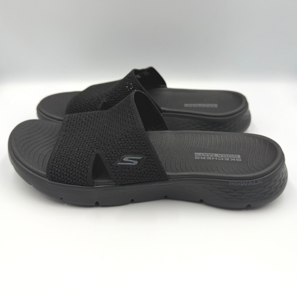 Skechers Go Walk Flex Sandals Women 11 Timeless Black NWT Sparkle Knit Slides - Picture 5 of 16